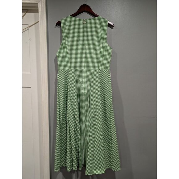 Tommy Hilfiger Womens Gingham Sleeveless Midi Green White Belted Dress NWT Sz 12 - Picture 2 of 16